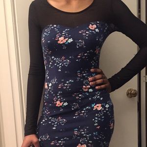 Blue floral and sheer dress